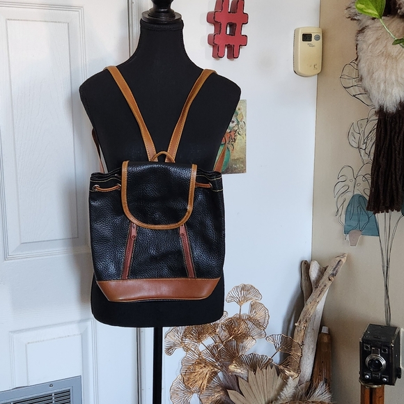 Vintage leather navy mini backpack - Picture 5 of 6